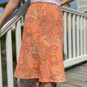 Vintage flirty orange paisley skirt